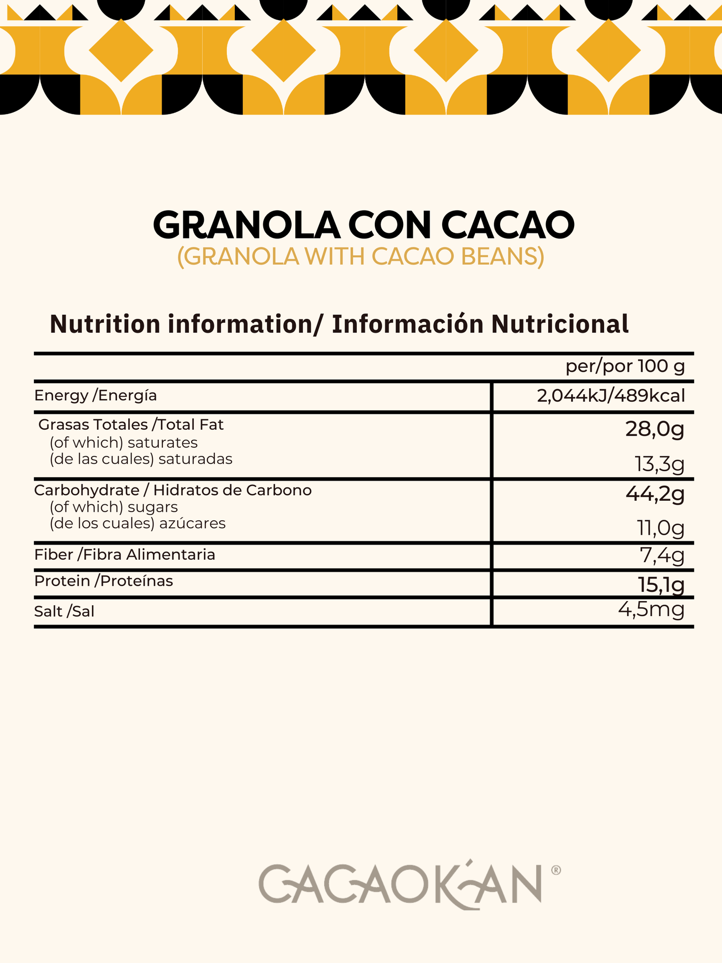 GRANOLA CON CACAO